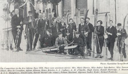 The Seventeen competitors in the first Inferno Race 1928.