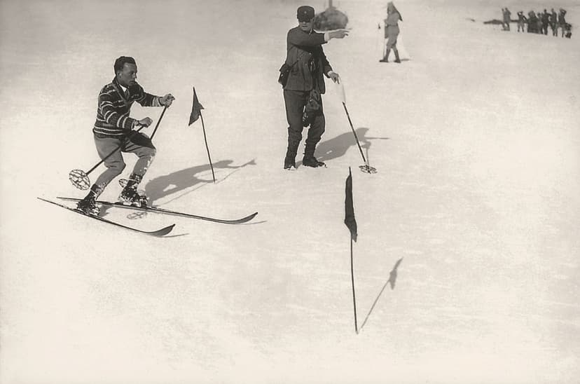 Arnold Lunn Overseeing a Slalom race